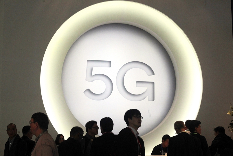 BARCELONA, SPAIN - FEBRUARY 27:  A 5G sign is pictured at the Quantum stand during the Mobile World Congress (MWC), the world's biggest mobile fair, on February 27, 2018 in Barcelona. The Mobile World Congress is held in Barcelona from February 26 to March 1.(Photo by Miquel Benitez/Getty Images)