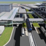 Projeto planeja interligar estação da CPTM a todos os terminais do Aeroporto de Guarulhos (imagem: divulgação Marcopolo Rail).