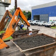 Lodo é transformado em adubo em compostagem (foto: divulgação Iguá).