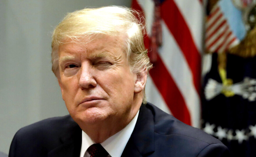 Mandatory Credit: Photo by REX/Shutterstock (10071800j)
United States President Donald J. Trump winks during a fair and honest pricing in healthcare roundtable at the White House
Donald Trump roundtable discussion on healthcare, Washington DC, USA - 23 Jan 2019