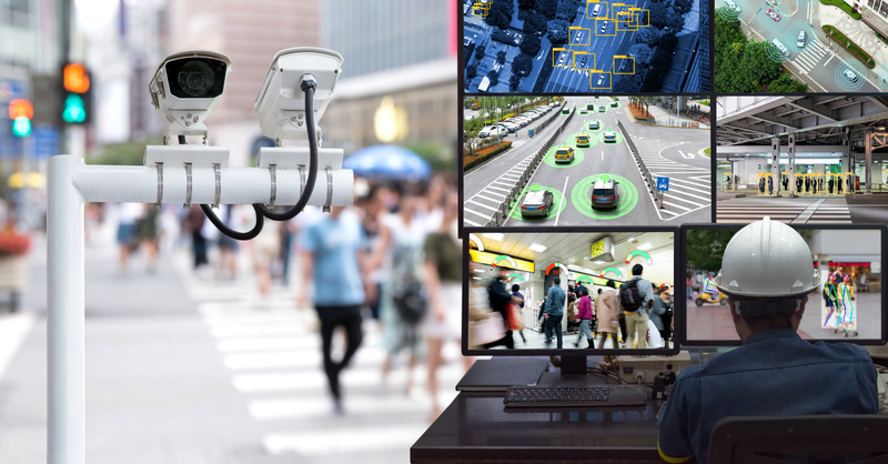 Machine Learning analytics identify person technology in smart city , Artificial intelligence ,Big data , iot concept. Engineer monitoring cctv , security camera and face recognition people  traffic.