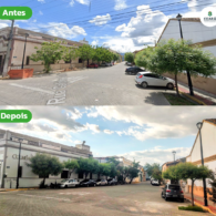 O antes e depois do Centro Histórico de Sobral (foto: reprodução Google Street/Seinfra-CE).