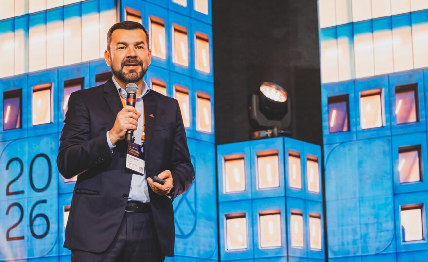 Cristiano Gregorius, diretor executivo do ecossistema Sienge durante o Construsummit 2026 (Foto de Divulgação)